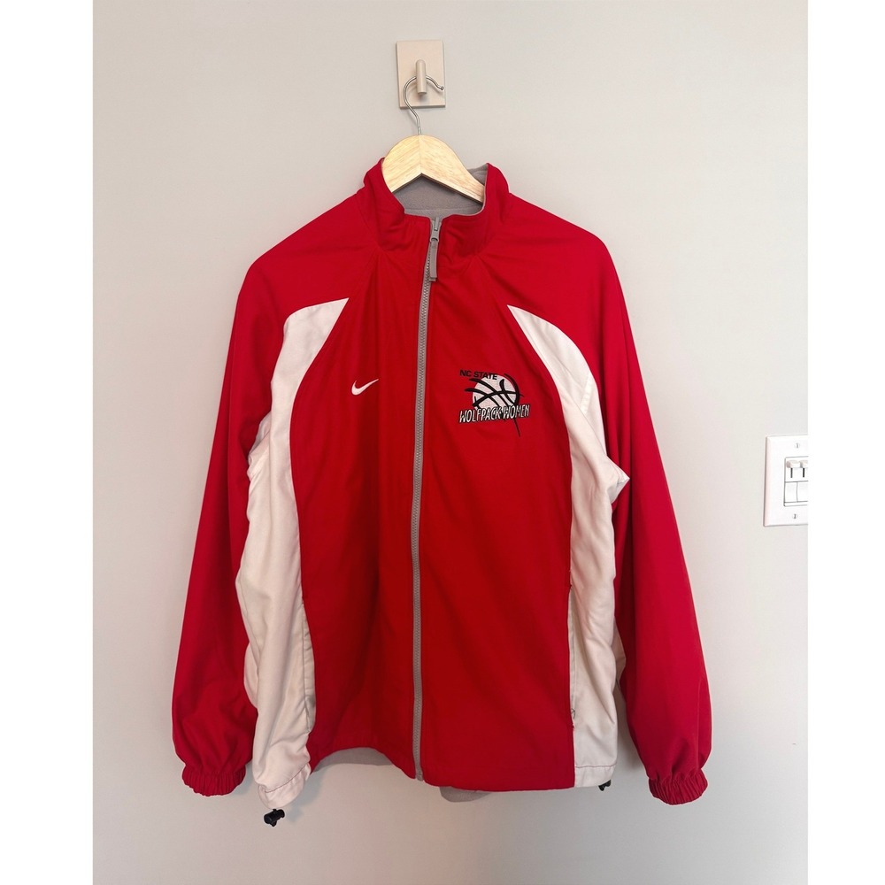 NIKE | NC State Wolfpack Reversible Jacket Women M Red Grey Therma-FIT Fleece
